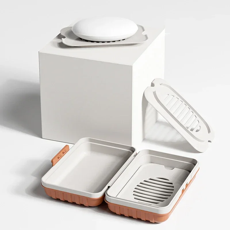 Home Essentials Bathroom Storage - Portasapone in plastica con coperchio, ideale