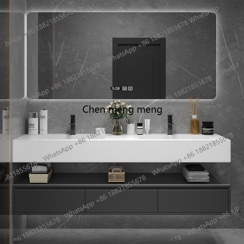 Home Bathroom Vanity Combo - Mobiletto da Bagno Nero con Illuminazione